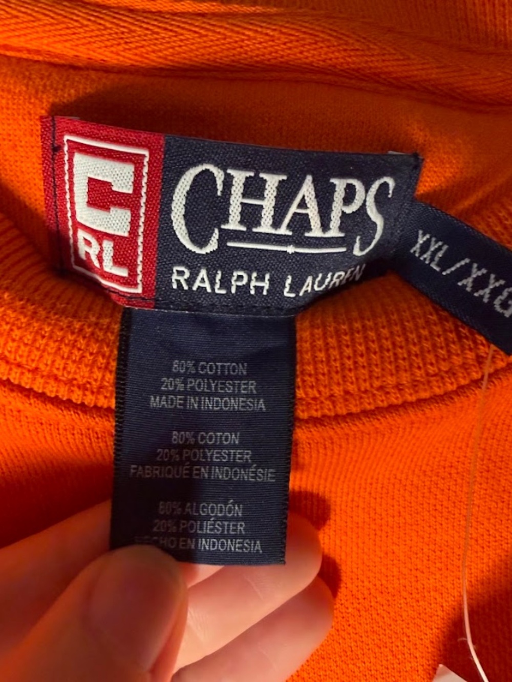 New Ralph Lauren Chaps Orange Embroidered Sweatshirt Preppy - Picture 4 of 5